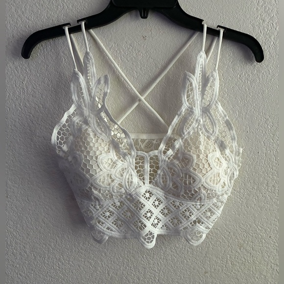 Bohemian White Lace Bralette Cropped Top M - Picture 4 of 10